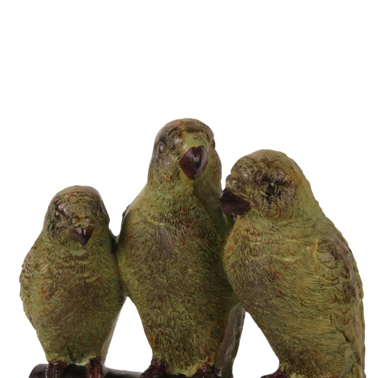 Statue de perroquet sur pied - vert - 33 cm