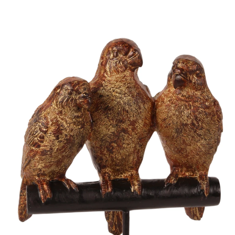 Statue de perroquet sur pied - or - 33 cm