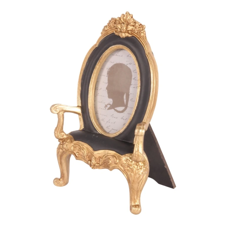 Cadre photo 9x13 cm - noir - résine synthétique - forme de chaise - debout