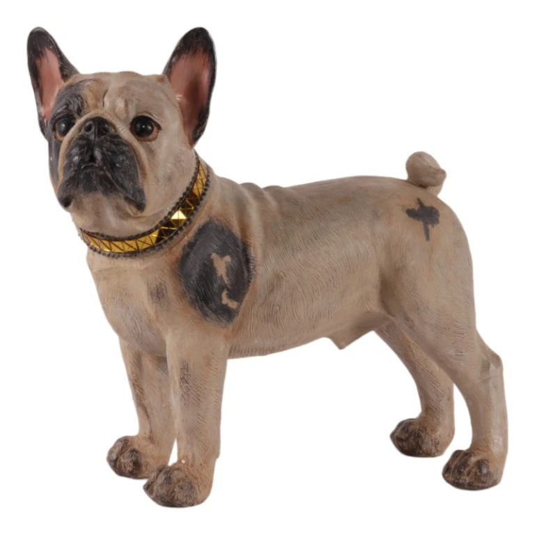 Statue de chien Bouledogue français - brun - 32 cm