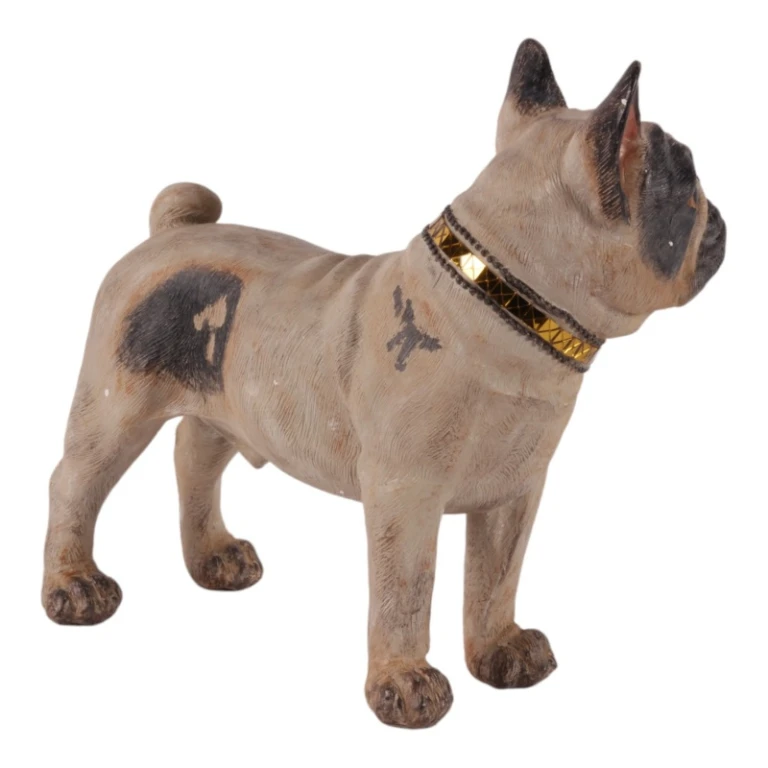 Statue de chien Bouledogue français - brun - 32 cm