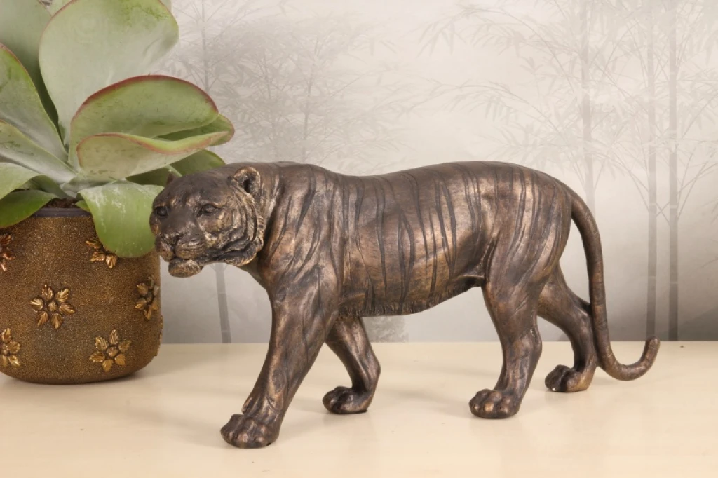 Statue de tigre - dorée - 53 cm