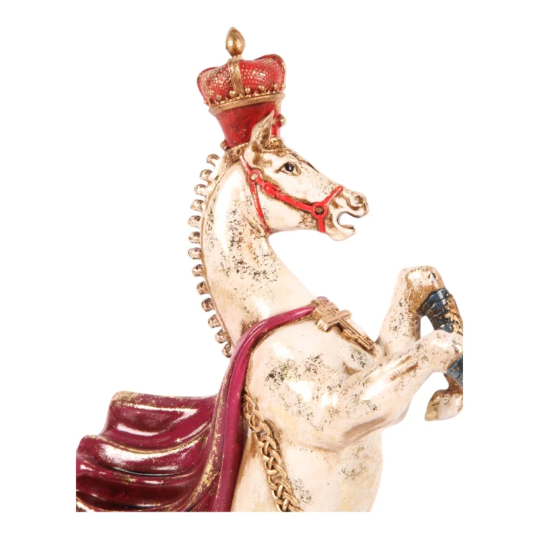 Statue de cheval - Rouge/Blanc - 40 cm