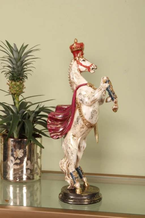 Statue de cheval - Rouge/Blanc - 40 cm