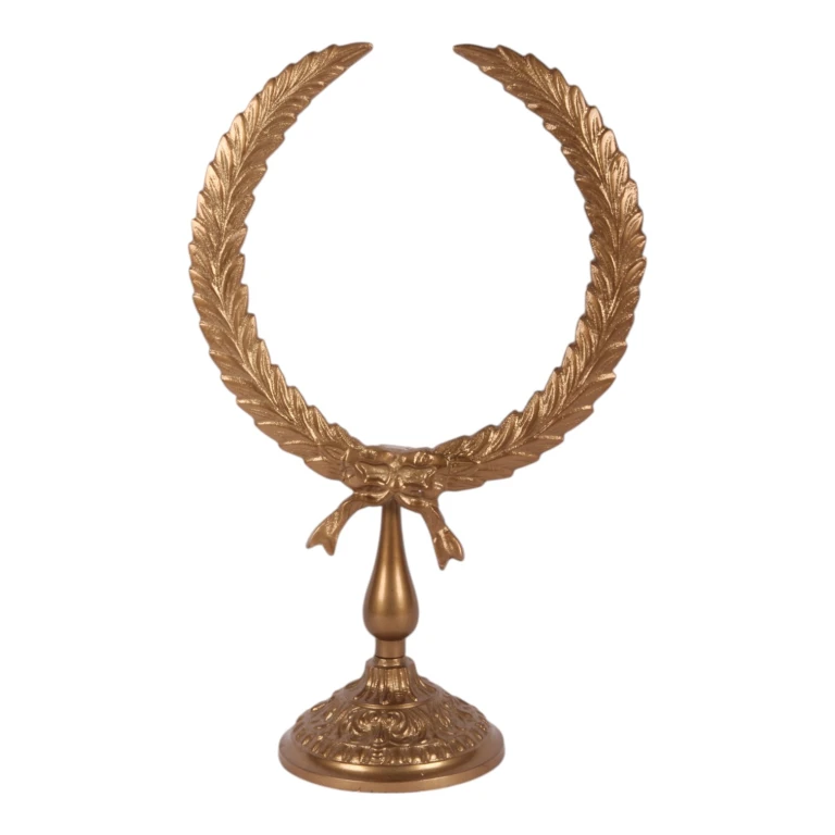 Couronne de laurier sur pied - or - 38 cm - aluminium