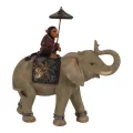 Dierenbeeld Olifant met aap - bruin - 19 cm