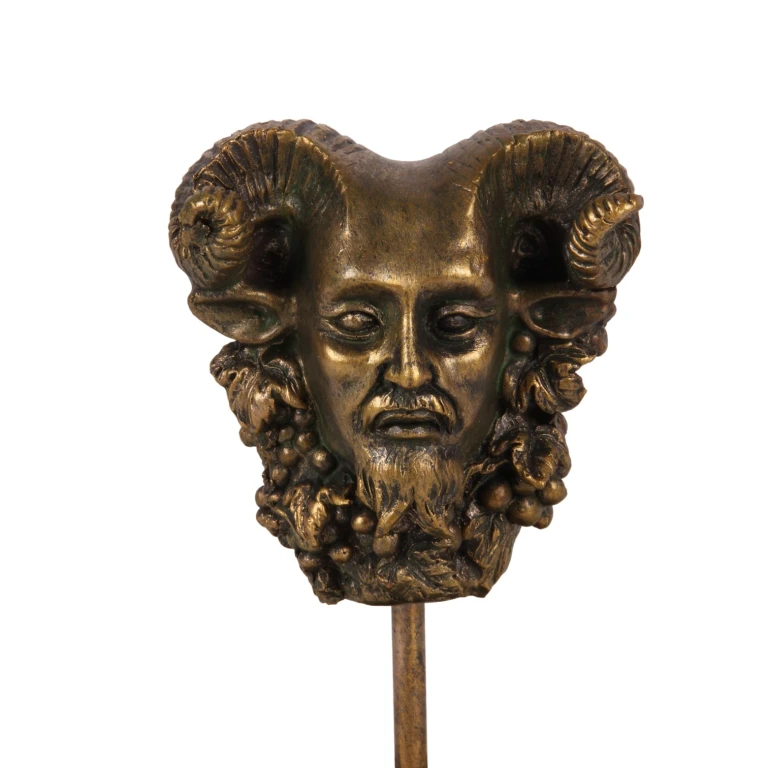 Figurine de Bacchus sous cloche en verre - or - 23 cm - résine artistique