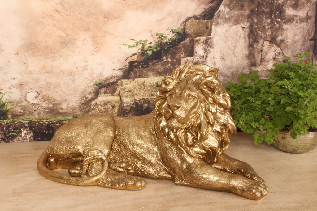 Statue de lion - or - 80 cm