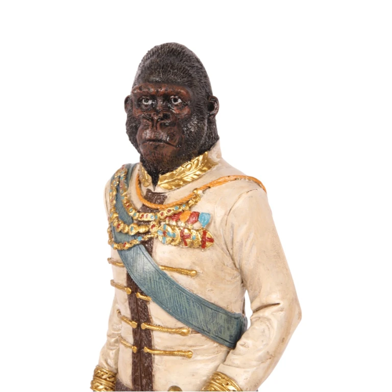 Statue d'orang-outan sur piédestal - ivoire - 40,5 cm