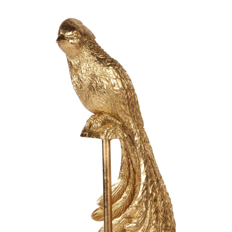 Statue d'oiseau sur socle - or - 49 cm