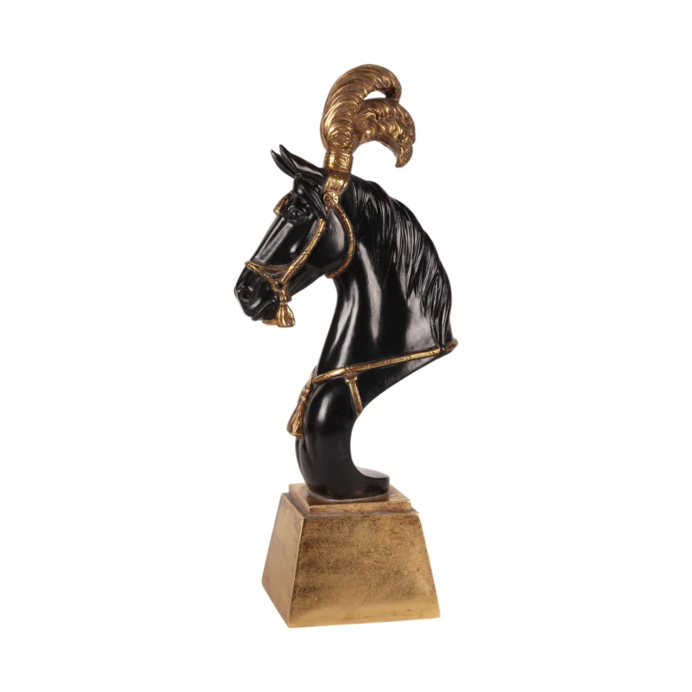 Statue de tête de cheval - noir/or - 36,5 cm