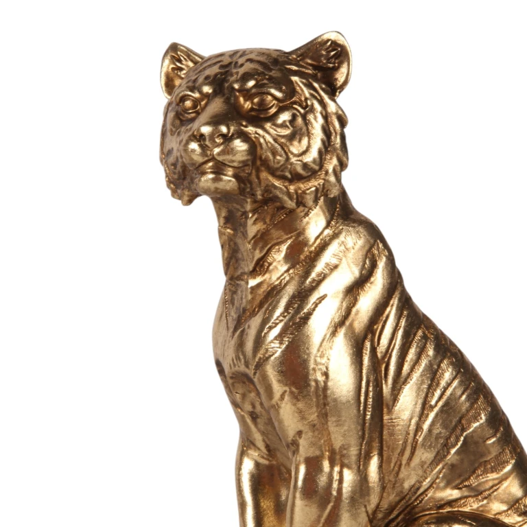 Statue de tigre sur livres - or - 29 cm