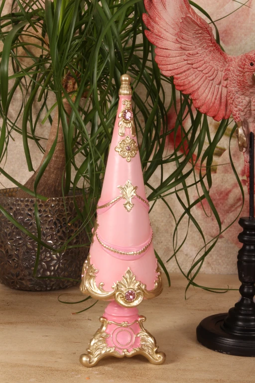 Mini sapin de Noël - rose - 35,8 cm - résine synthétique