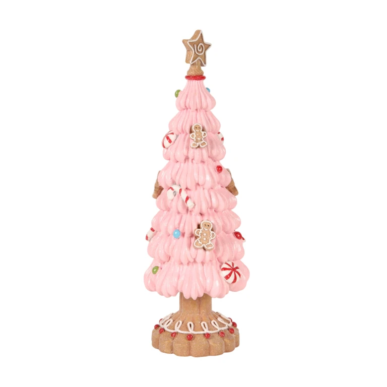 Mini sapin de Noël - rose - 31,5 cm - résine synthétique
