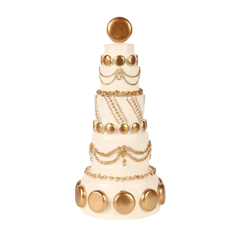 Decoratietaart - wit/crème met goud - 33,5 cm - kunsthars