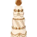 Decoratietaart - wit/crème met goud - 33,5 cm - kunsthars