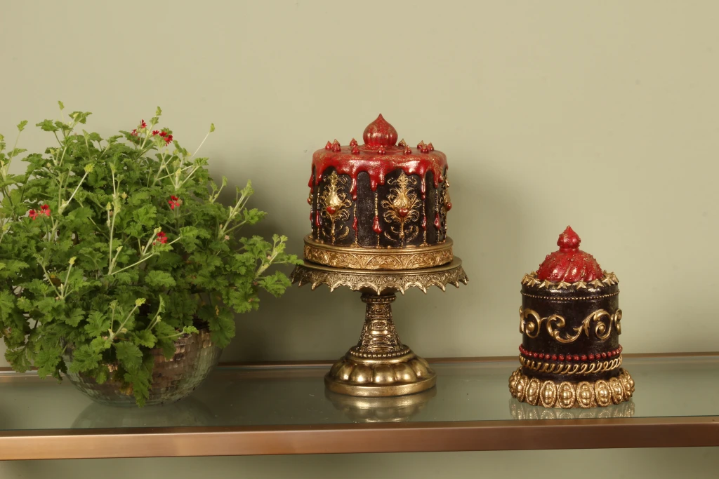 Gâteau décoratif - brun - 20 cm - résine synthétique