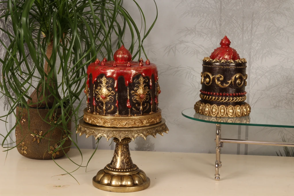 Gâteau décoratif - brun - 20 cm - résine synthétique