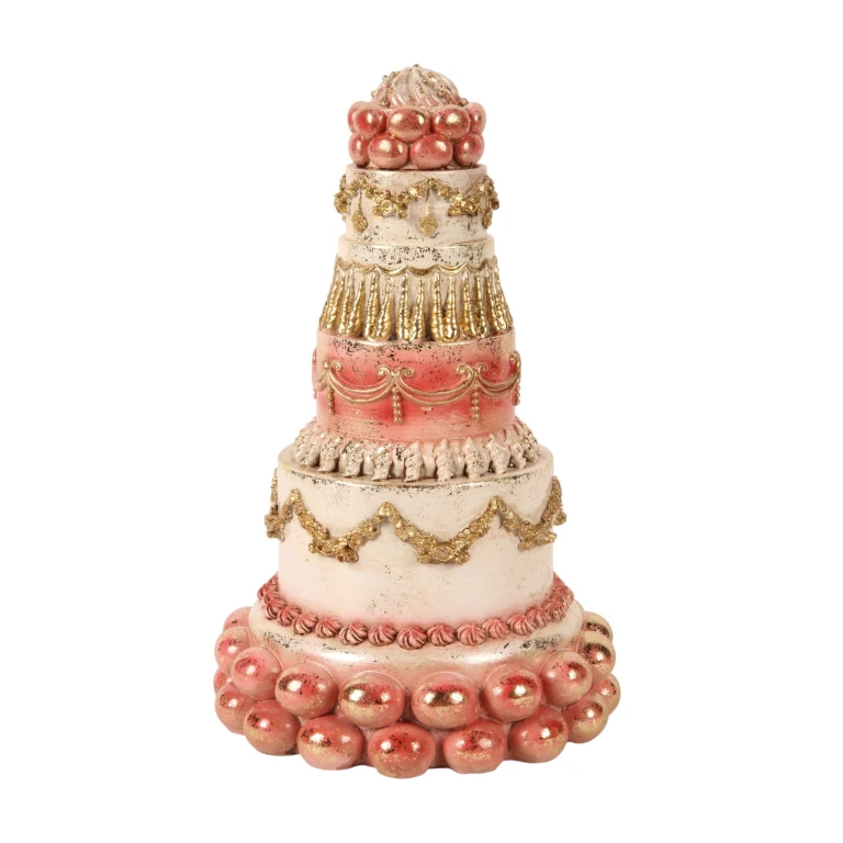 Gâteau décoratif - rose - 27,5 cm - résine synthétique