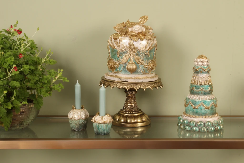 Gâteau décoratif - bleu - 27,5 cm - résine synthétique