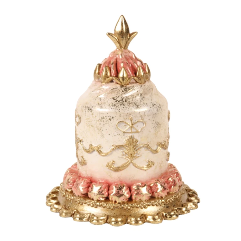 Gâteau décoratif - rose - 18,5 cm - résine synthétique