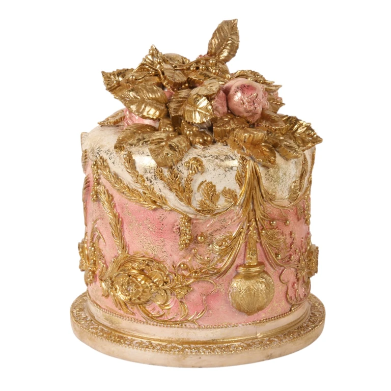 Gâteau décoratif - rose - 24 cm - résine synthétique