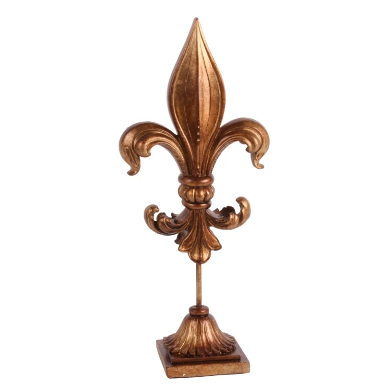Fleur-de-lis sur pied - or - 38 cm - résine synthétique