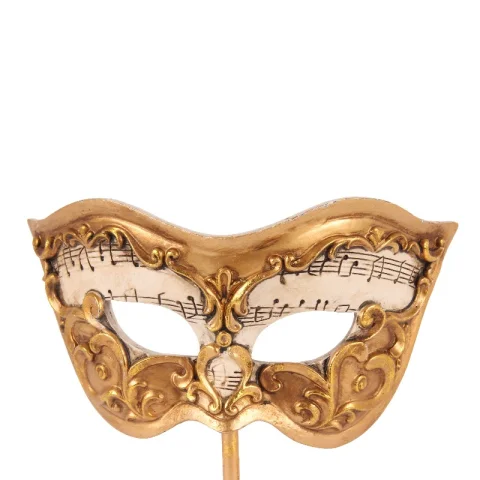 Decoratiemasker op voet - goud - 20,5 cm - kunsthars