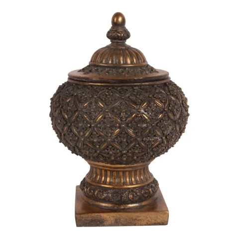 Opbergdoos rond 27 x 18,5 cm - goud - kunsthars