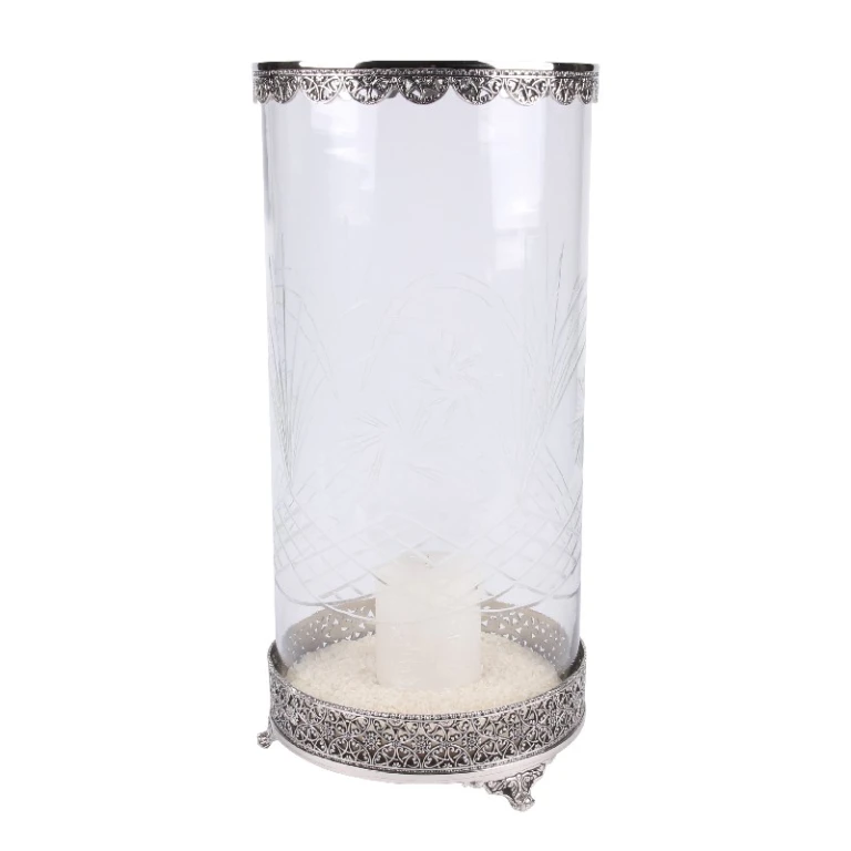 Lanterne Fadida - 45 cm - argent - laiton et verre