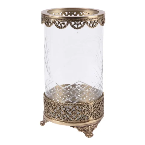 Windlicht Fadida 23,5 cm - Goud - Messing / Glas