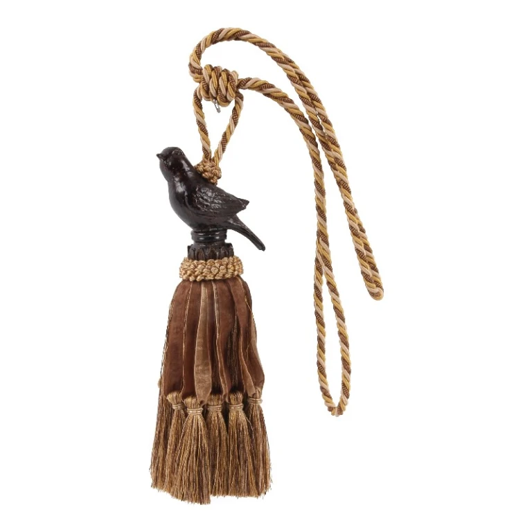 Brosse de rideau Oiseau - 62 cm - brun - tissu