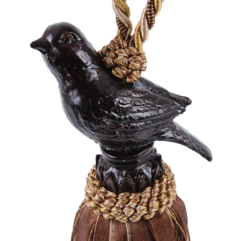 Brosse de rideau Oiseau - 62 cm - brun - tissu