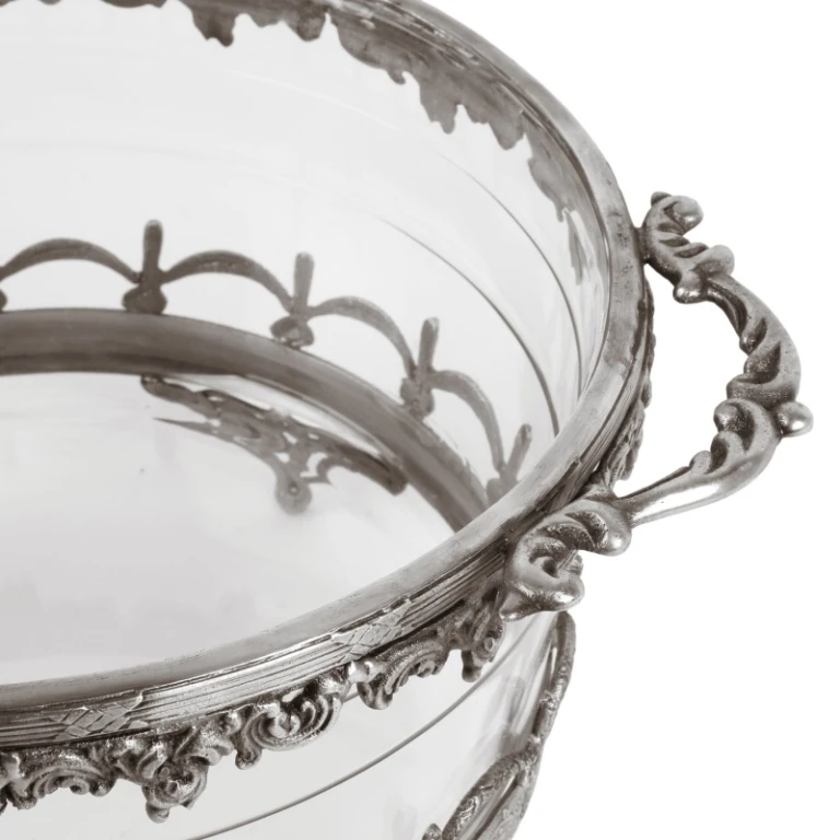Bougeoir - argent - laiton et verre - 14 cm