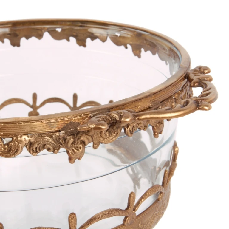 Bougeoir - or - laiton et verre - 14 cm