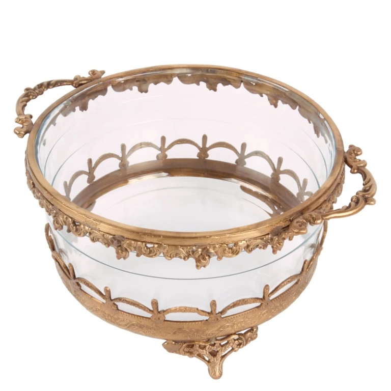 Bougeoir - or - laiton et verre - 14 cm