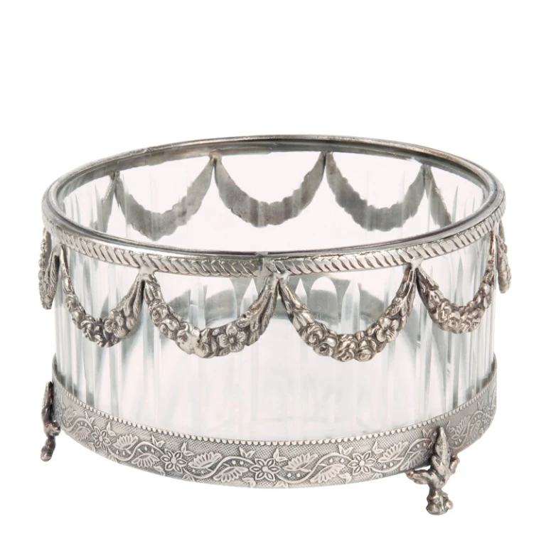 Bougeoir - argent - 10 cm - laiton et verre