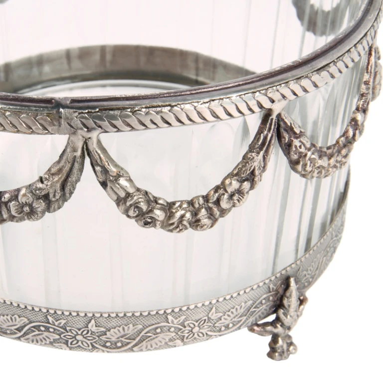 Bougeoir - argent - 10 cm - laiton et verre