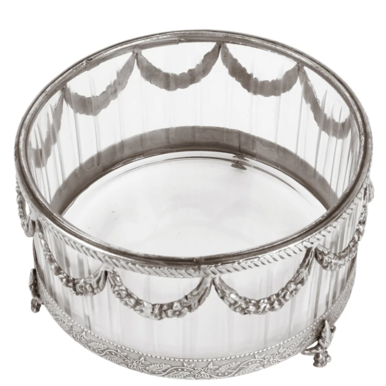 Bougeoir - argent - 10 cm - laiton et verre