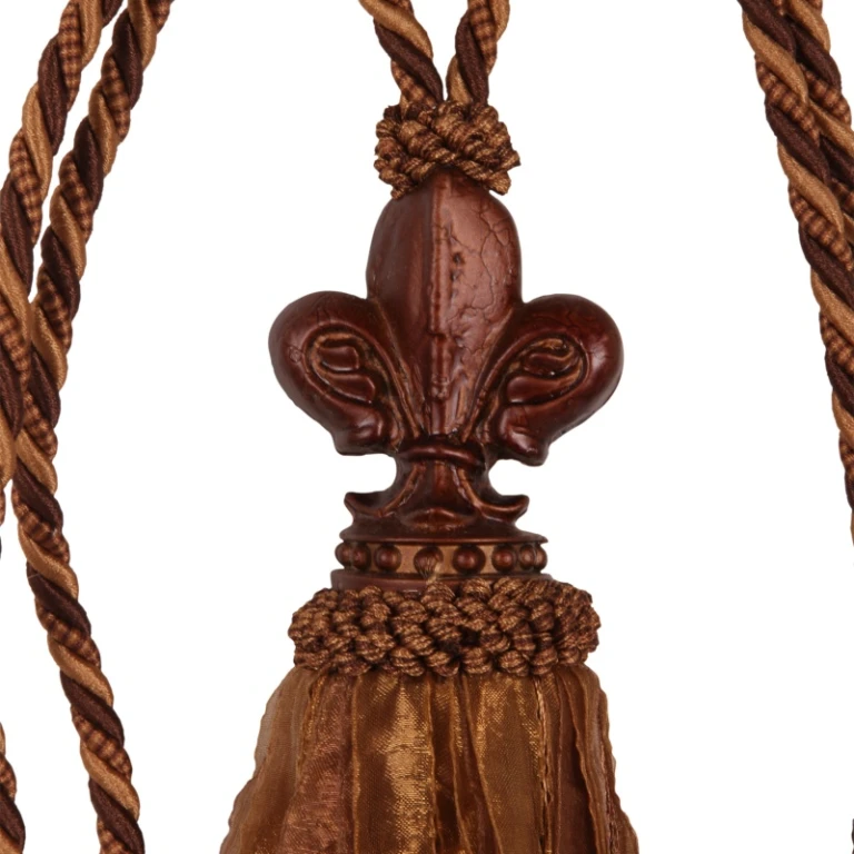 Curtain Tassel Fleur de Lis - 70 cm - brown - fabric