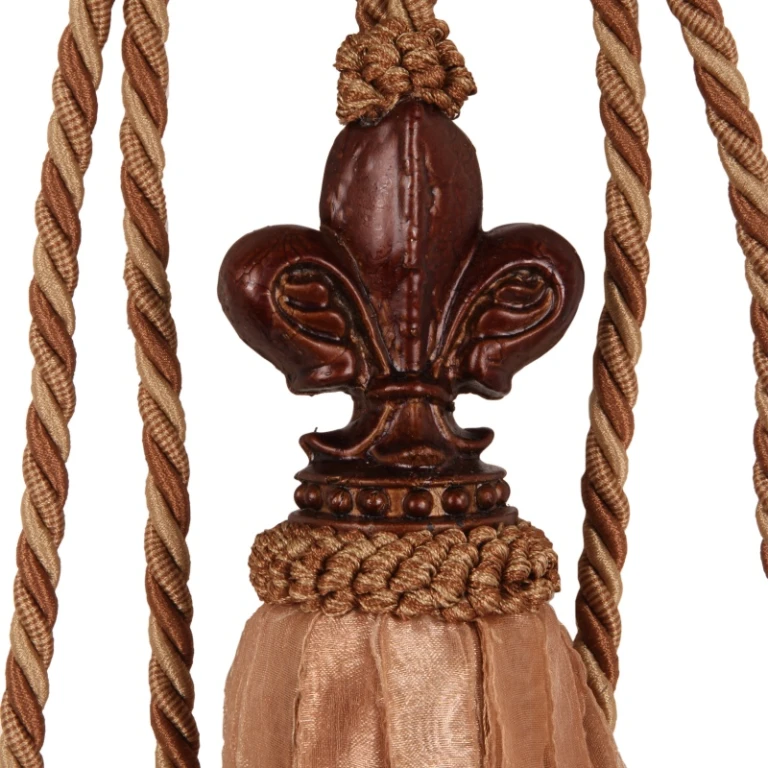 Embrasse de rideau Fleur de Lis - 70 cm - brun - tissu