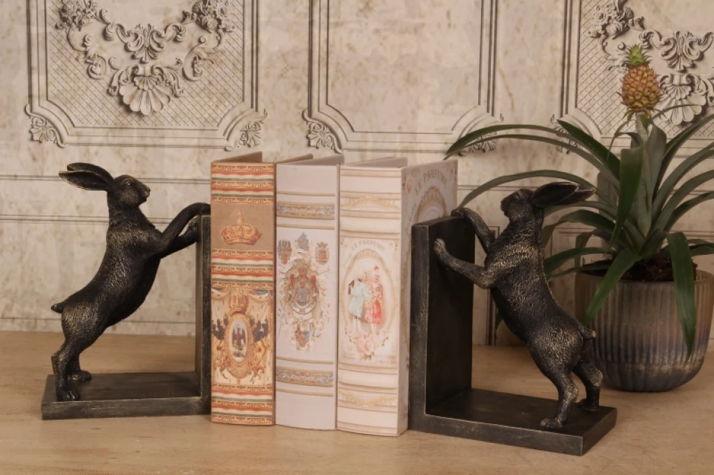 Support de livre Lapin - or - résine synthétique - 1 pièce