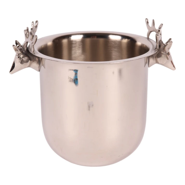 Refroidisseur à vin avec têtes de cerf - laiton argenté - 24 cm - 1 pièce