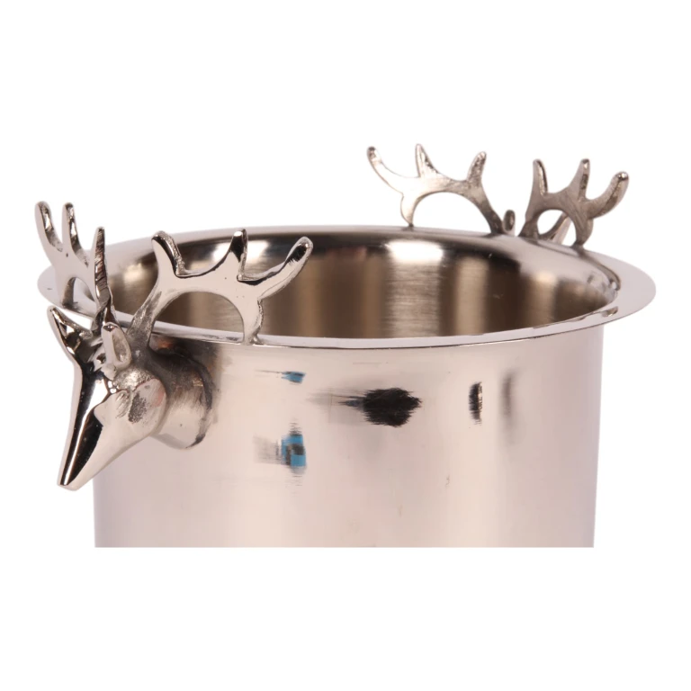 Refroidisseur à vin avec têtes de cerf - laiton argenté - 24 cm - 1 pièce