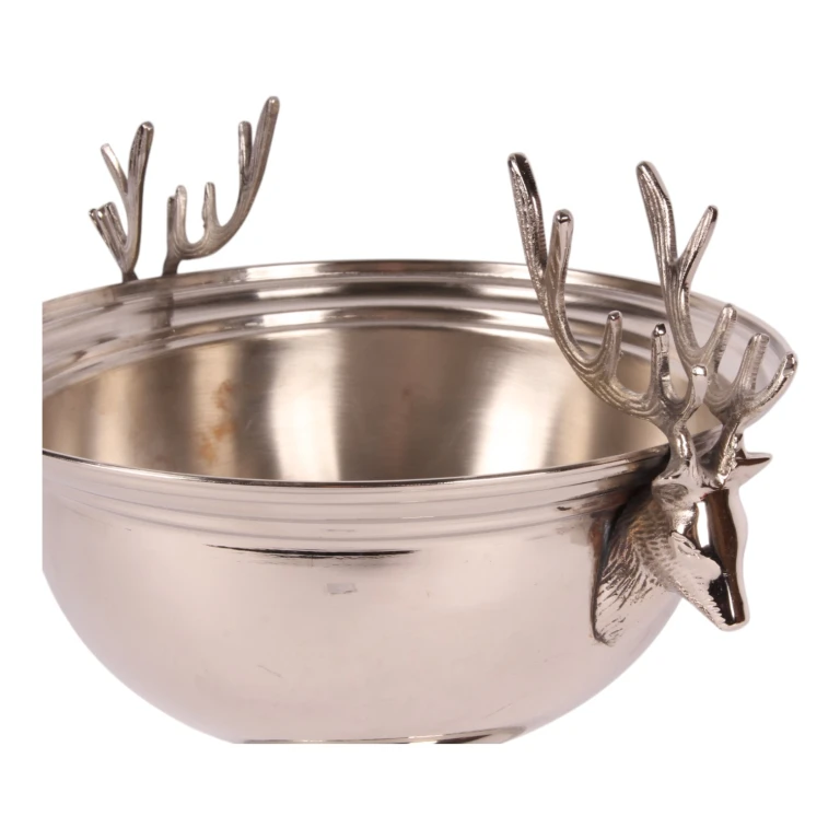 Refroidisseur à vin avec têtes de cerf - laiton argenté - 27,5 cm