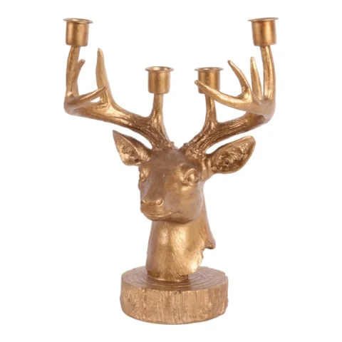 Kandelaar Hert 31.5 cm - Goud - Resin