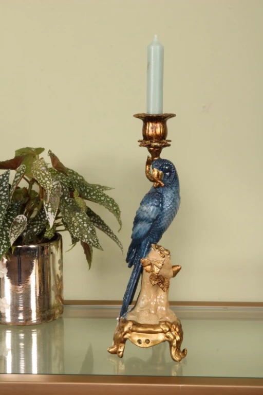 Chandelier Perroquet - 33 cm - bleu - résine