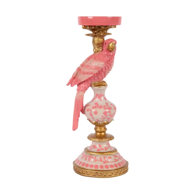 Chandelier Perroquet - 32,5 cm - rose - résine synthétique