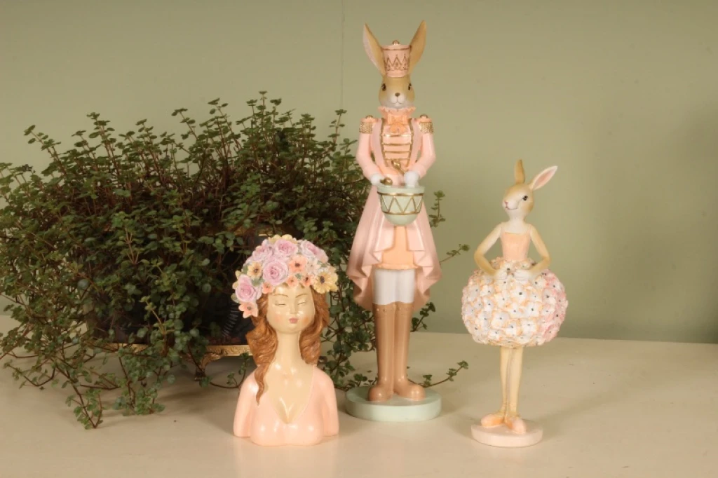 Figurine de lapin - rose - 31 cm