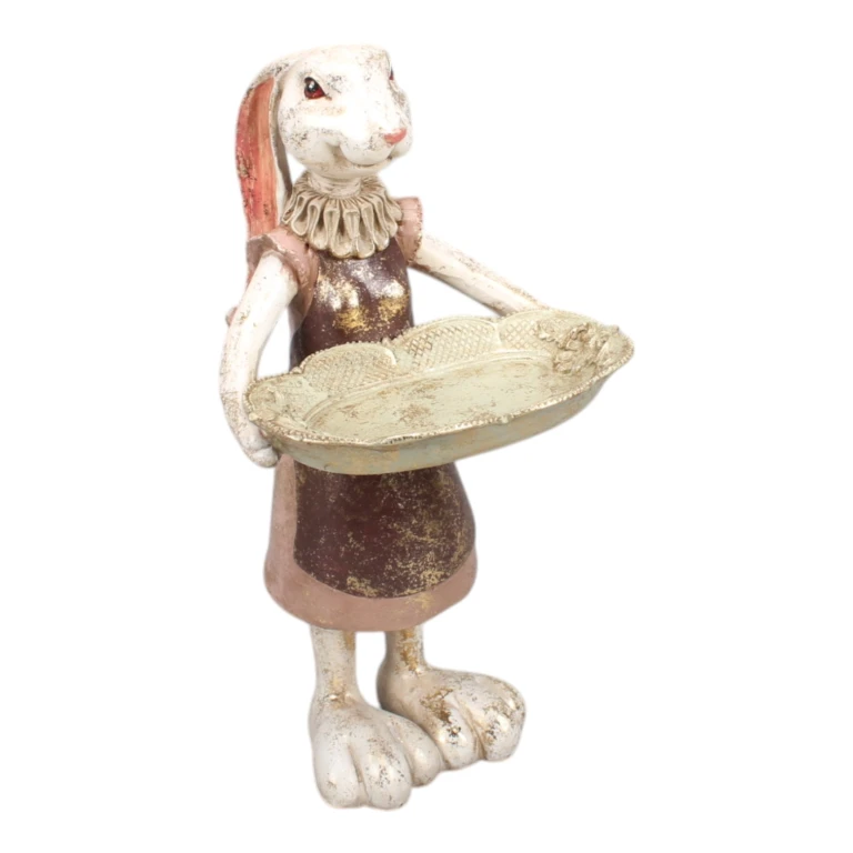 Statue de lapin avec plaque - mixte - 27 cm